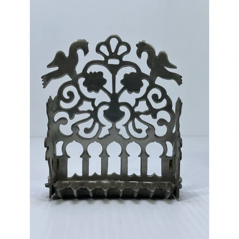 Vintage Pewter Museum Eretz Israel Hanukkah Menorah Tel Aviv Souvenir Judaica